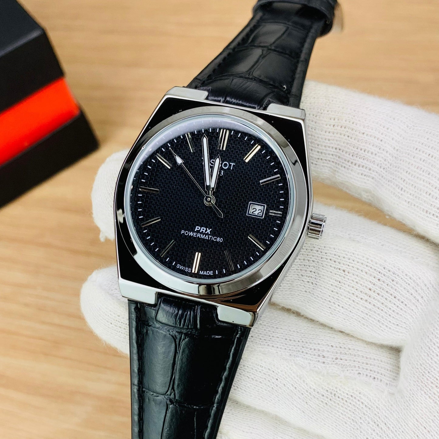 Tissot Prx Leather Strap Watch
