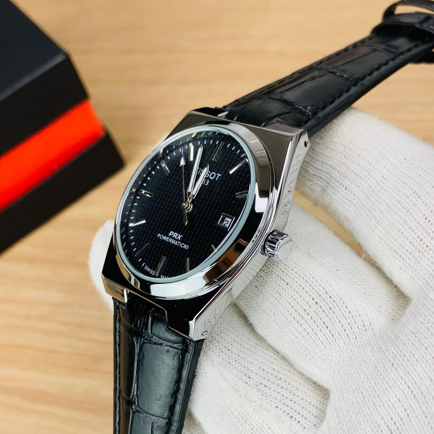 Tissot Prx Leather Strap Watch