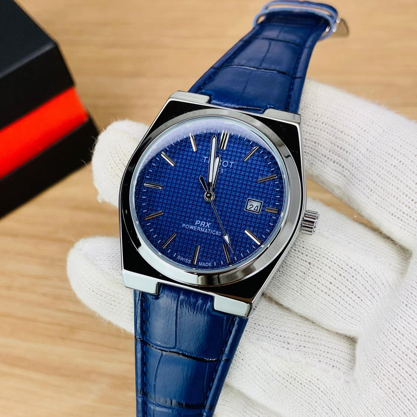 Tissot Prx Leather Strap Watch