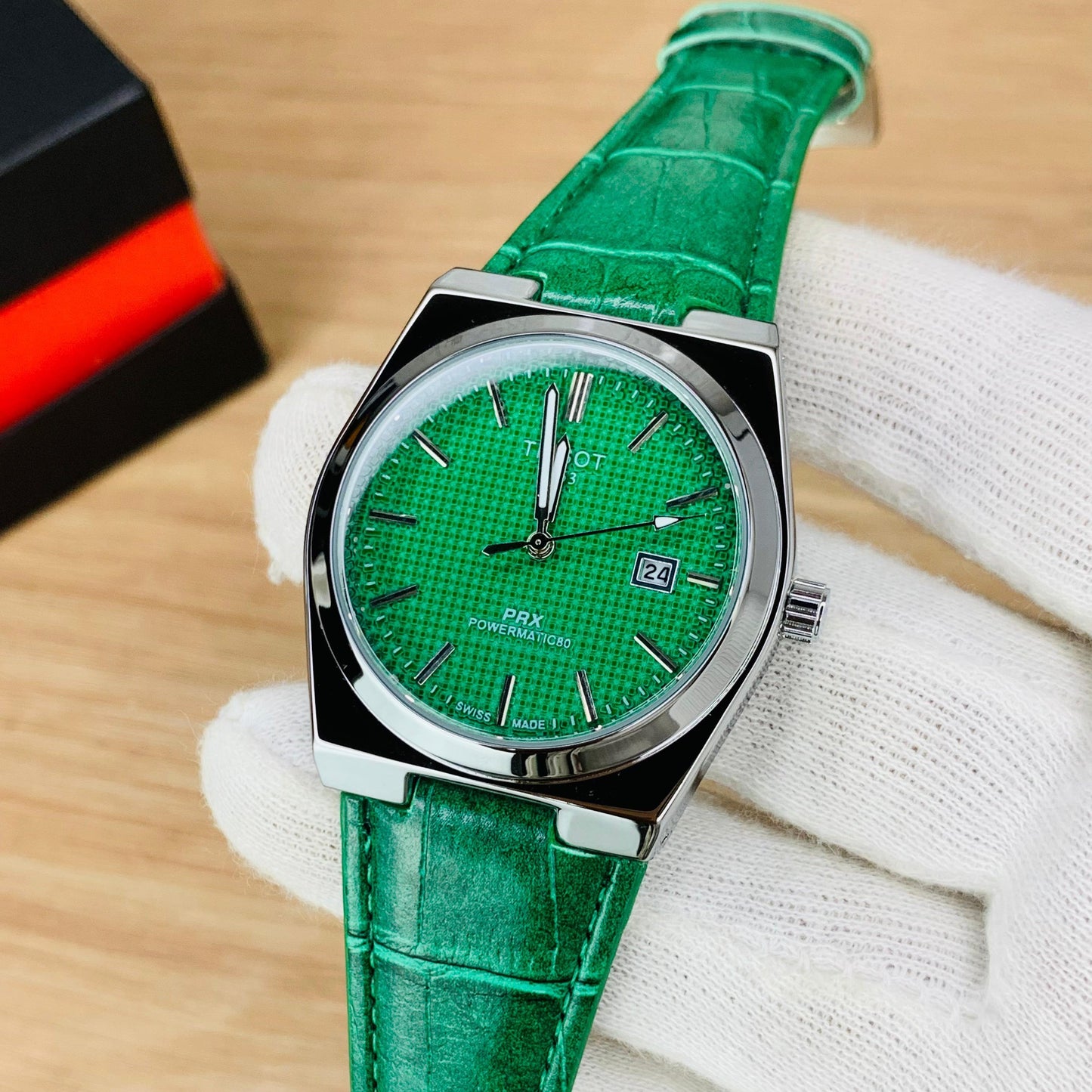 Tissot Prx Leather Strap Watch